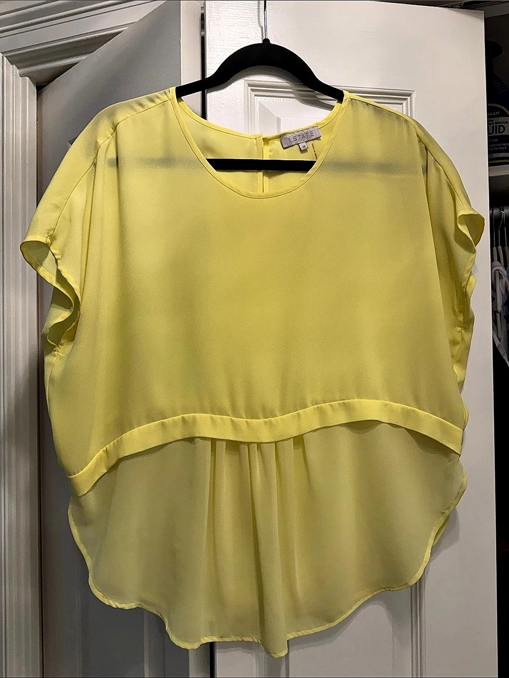 1.STATE Blouse Sheer Overlay Yellow Medium